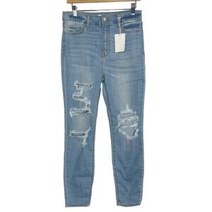 New Cello Size 3 Medium Wash Ripped High Rise Skinny Jeans Distressed Cotton